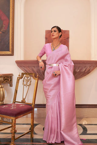 LIGHT PINK KANJEEVARAM HANDLOOM SILK SAREE