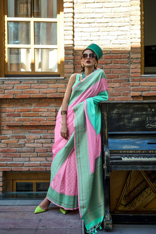 Light Pink Soft Silk Handloom Weaving Saree_Kumari Sarees