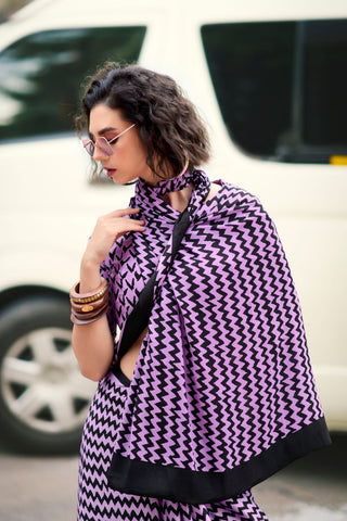 Lilac Satin Silk Saree_Kumari Sarees_Kumari Sarees