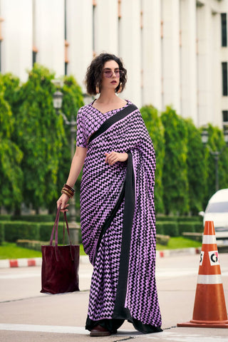 Light Purple Satin Silk Saree_Kumari Sarees