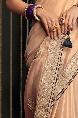 Light Orange Soft Tissue Silk Saree_Kumari Sarees