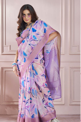 Lilac Soft Zari Based Modal Silk Saree
