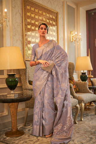 LILAC MODAL HANDLOOM WEAVING SAREE