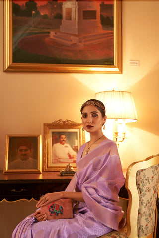 LILAC KANJEEVARAM HANDLOOM SILK SAREE
