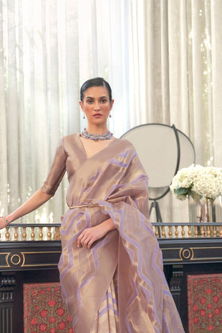 Lilac Lehariya - Modal Handloom Weaving Saree_Kumari Sarees