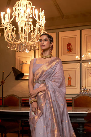 LILAC MODAL COPPER ZARI HANDLOOM WEAVING SDAREE