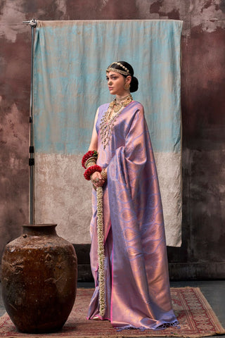 LILAC TWO TONE HANDWOVEN SILK SAREE