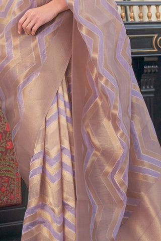 Lilac Lehariya - Modal Handloom Weaving Saree_Kumari Sarees