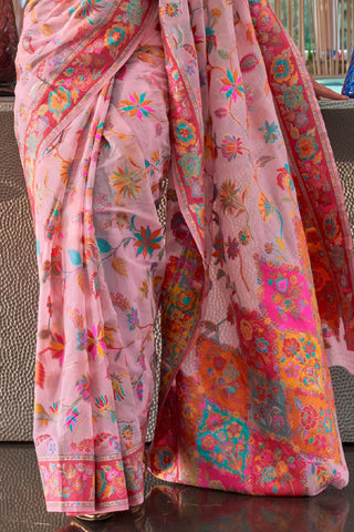 Lilac Kashmiri Modal Handloom Weaving Saree_Kumari Sarees