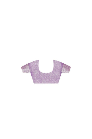 Lilac Pure Satin Handloom Weaving Silk Saree_Kumari Sarees