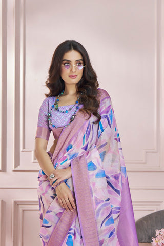 Lilac Soft Zari Based Modal Silk Saree