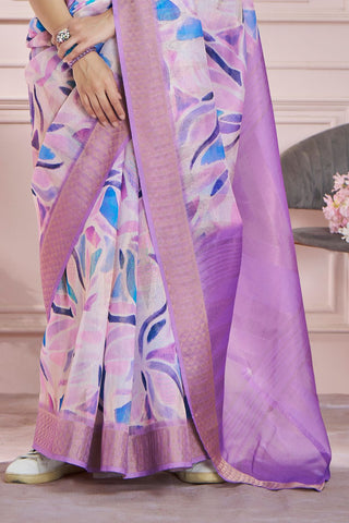 Lilac Soft Zari Based Modal Silk Saree