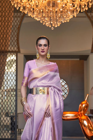 LILAC KANJEEVARAM HANDLOOM SILK SAREE