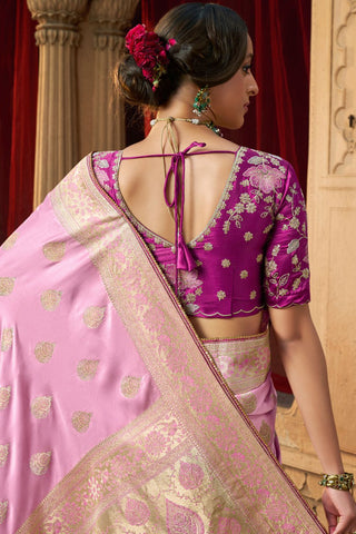 Lilac Pure Satin Fancy Saree_Kumari Sarees