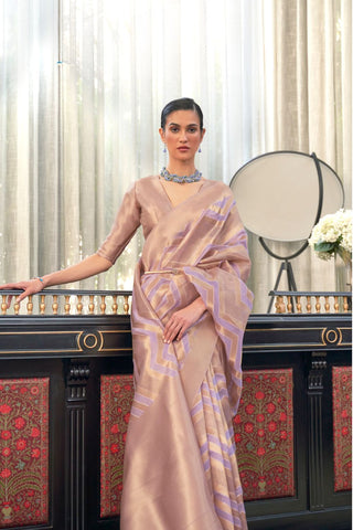 Lilac Lehariya - Modal Handloom Weaving Saree_Kumari Sarees