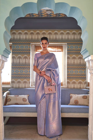 LILAC KANJEEVARAM HANDLOOM SILK SAREE