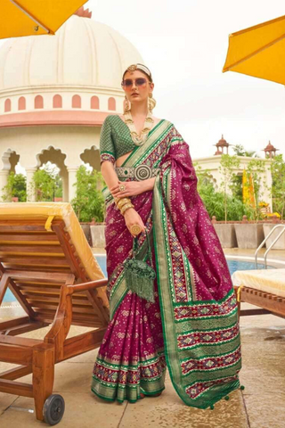 Maroon Banarasi Patola Silk Saree_Kumari Sarees