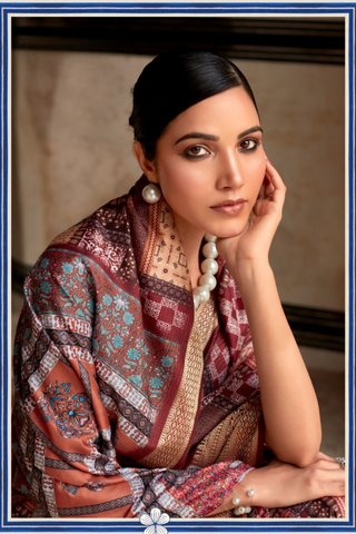 Maroon Dola Viscose With Top Class Print Saree_Kumari Sarees
