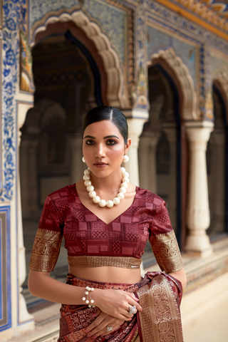 Maroon Dola Viscose With Top Class Print Saree_Kumari Sarees