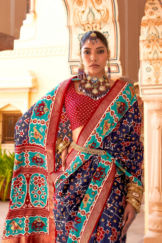 Multi Colour Banarasi Patola Silk Saree_Kumari Sarees