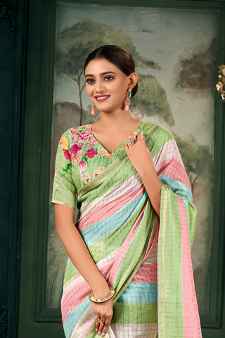 Multi Colour Soft Linen Silk Saree_Kumari Sarees