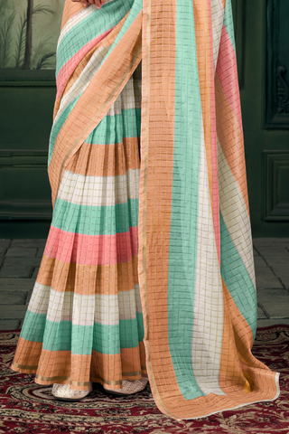 Multi Colour Soft Linen Silk Saree