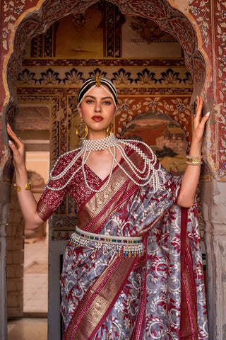 Maroon Banarasi Patola Silk Saree_Kumari Sarees