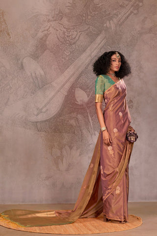 Maroon Two Tone Handloom Weaving Silk Saree_Kumari Sarees