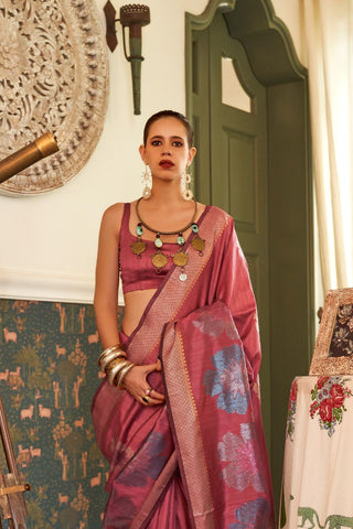 Maroon Handloom Weaving Silk Zari Saree_Kumari Sarees
