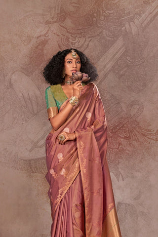 Maroon Two Tone Handloom Weaving Silk Saree_Kumari Sarees