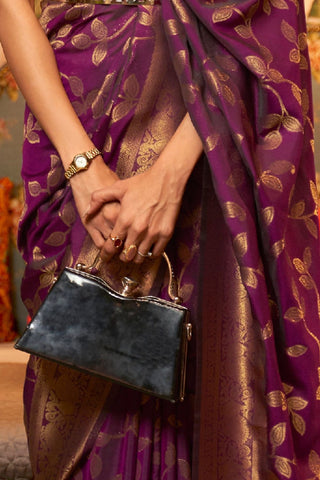 PURPLE NYLON CHINON TWO - TONE WEAVING SAREE