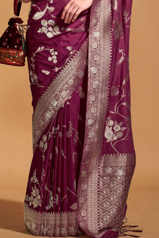Maroon Pure Georgette Handloom Weaving Silk Saree_Kumari Sarees