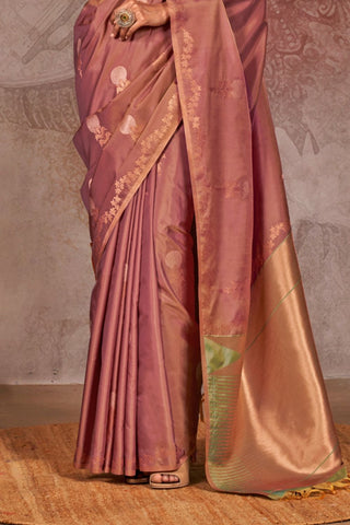 Maroon Two Tone Handloom Weaving Silk Saree_Kumari Sarees