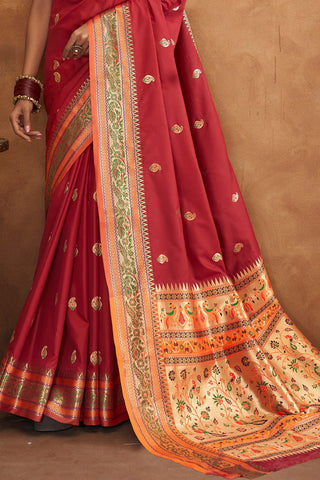 Maroon Banarasi Soft Silk Saree_Kumari Sarees