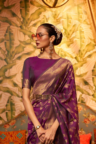 MAROON NYLON CHINON TWO - TONE WEAVING SAREE