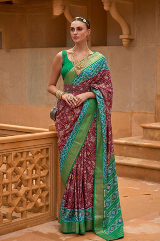 Maroon Banarasi Patola Silk Saree_Kumari SArees