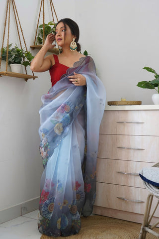 Multi Colour Organza Silk Saree_Kumari Sarees