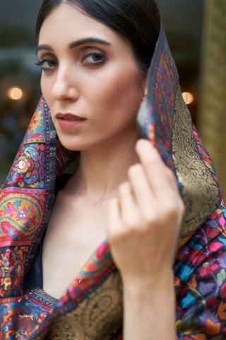 Multicolour Kashmiri Modal Handloom Weaving Silk Saree_Kumari Sarees