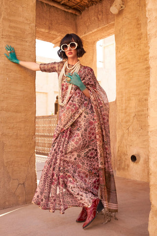 Multicolour Printed Zari Tissue Handloom Weaving Saree_Kumari Sarees