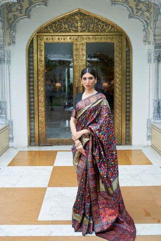 Multicolour Kashmiri Modal Handloom Weaving Silk Saree_Kumari Sarees