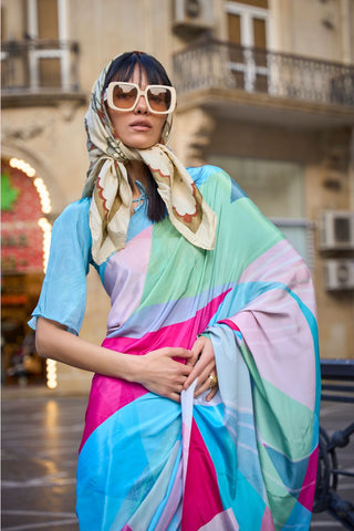Multi Colour Pure Silk Crepe Digital Print Saree_Kumari Sarees