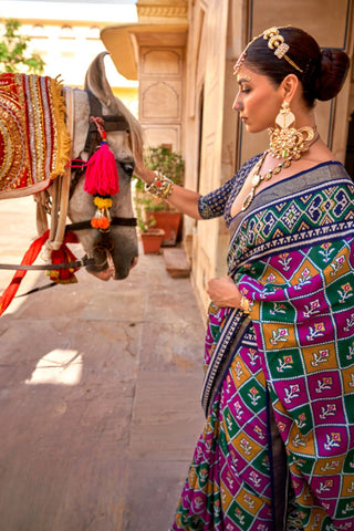 Multi Colour Banarasi Patola Silk Saree_Kumari Sarees