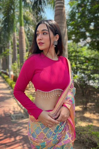MULTICOLOR ORGANZA SILK SAREE