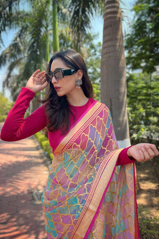 MULTICOLOR ORGANZA SILK SAREE