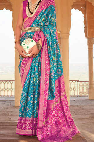Multi Colour Banarasi Patola Silk Saree_Kumari Sarees
