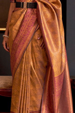 Mustard Handloom Weaving Silk Saree_Kumari Sarees