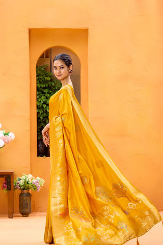 Mustard Dola Silk Saree