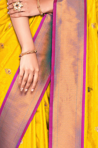 Mustard Soft Peshwai Paithani Silk Saree_Kumari Sarees