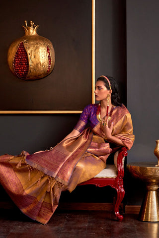 Mustard Handloom Weaving Silk Saree_Kumari Sarees
