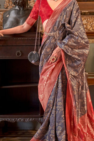 Navy Blue Banarasi Patola Silk Saree_Kumari Sarees
